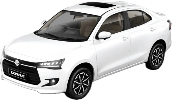 White Maruti Suzuki Dzire sedan
